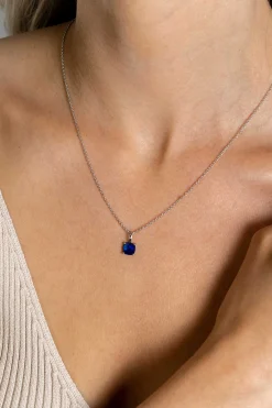Best Zinzi zilveren hanger vierkant donkerblauw ZIH2073B (zonder collier)