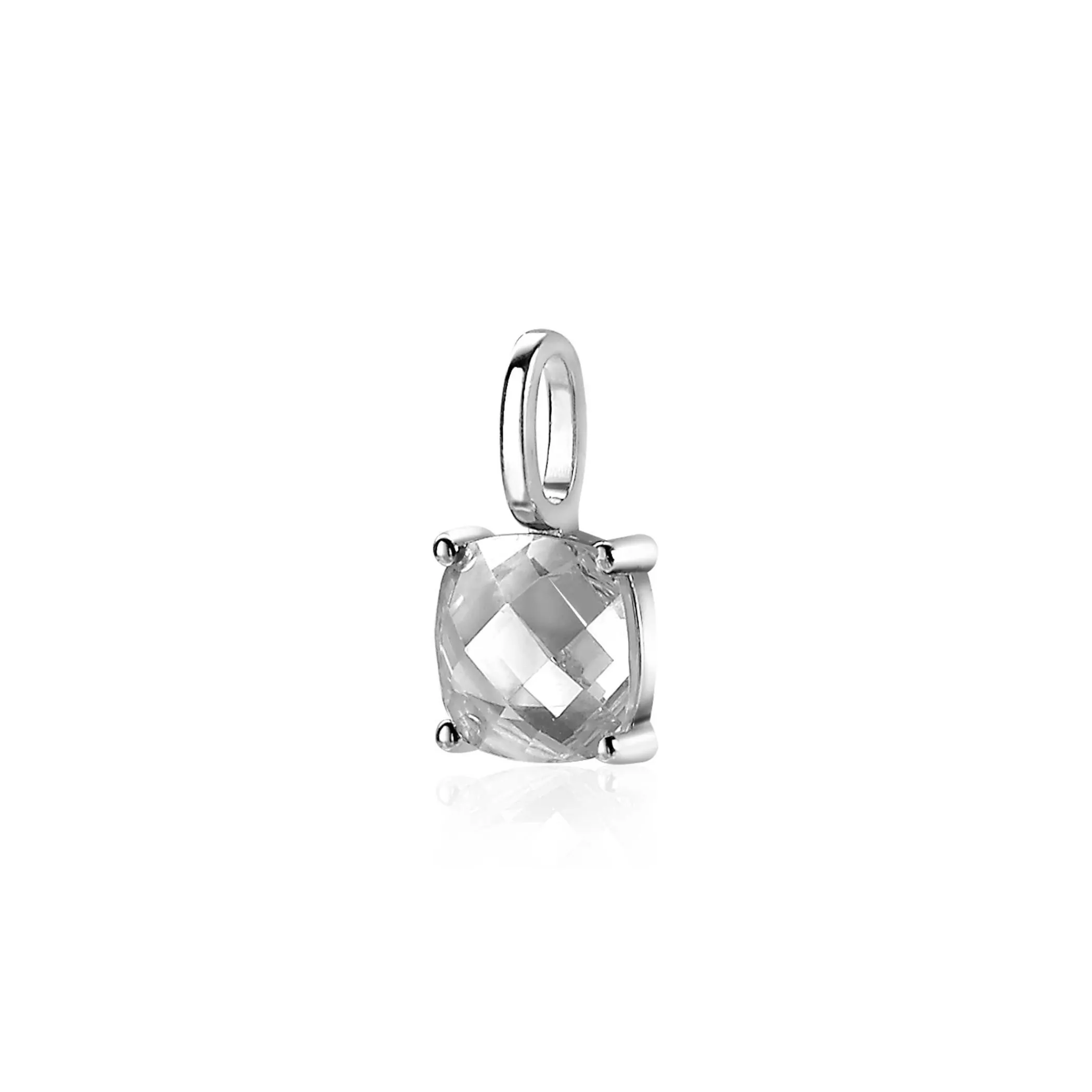 Outlet Zinzi zilveren hanger vierkant wit ZIH2073 (zonder collier)