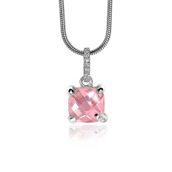 Best Zinzi zilveren hanger vierkant roze ZIH1470R (zonder collier)