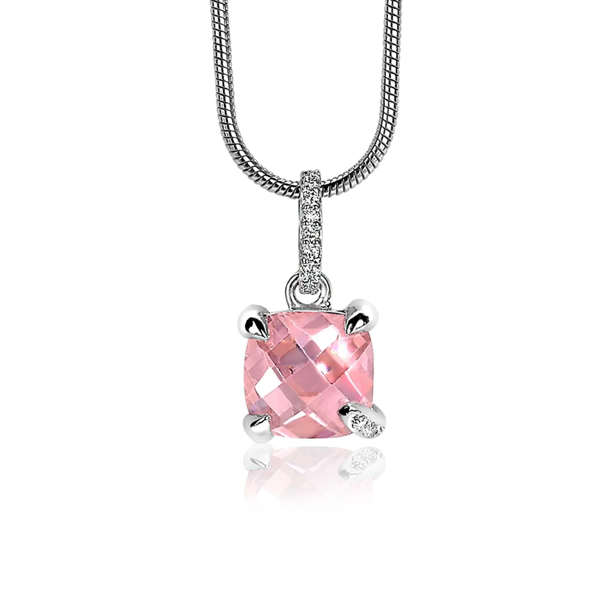 Best Zinzi zilveren hanger vierkant roze ZIH1470R (zonder collier)