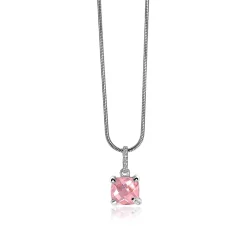 Best Zinzi zilveren hanger vierkant roze ZIH1470R (zonder collier)