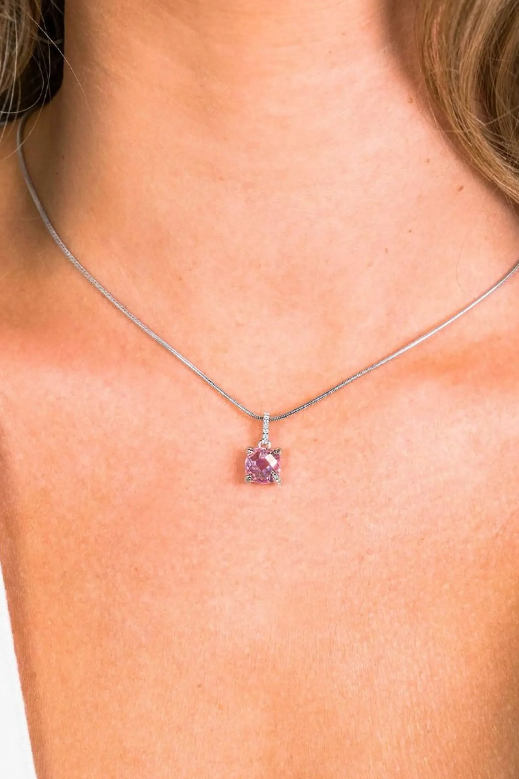 Best Zinzi zilveren hanger vierkant roze ZIH1470R (zonder collier)