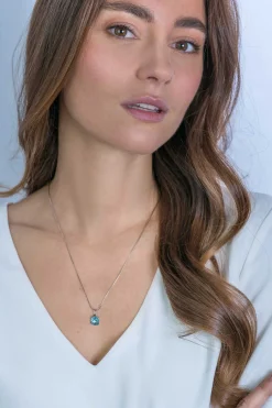 New Zinzi zilveren hanger vierkant turquoise blauw ZIH2073T (zonder collier)