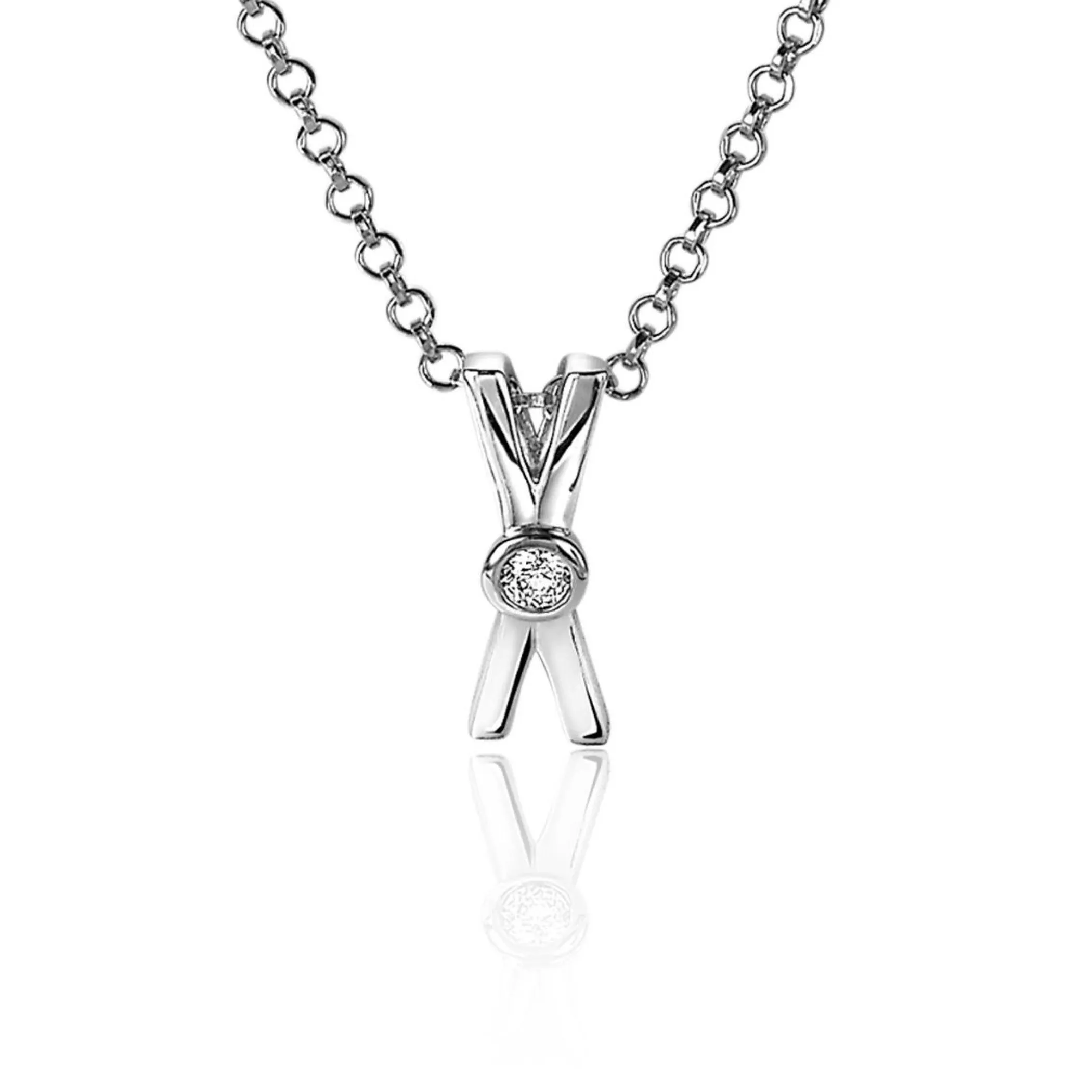 Best Zinzi zilveren hanger X-vorm witte zirconia ZIH2194 (zonder collier)