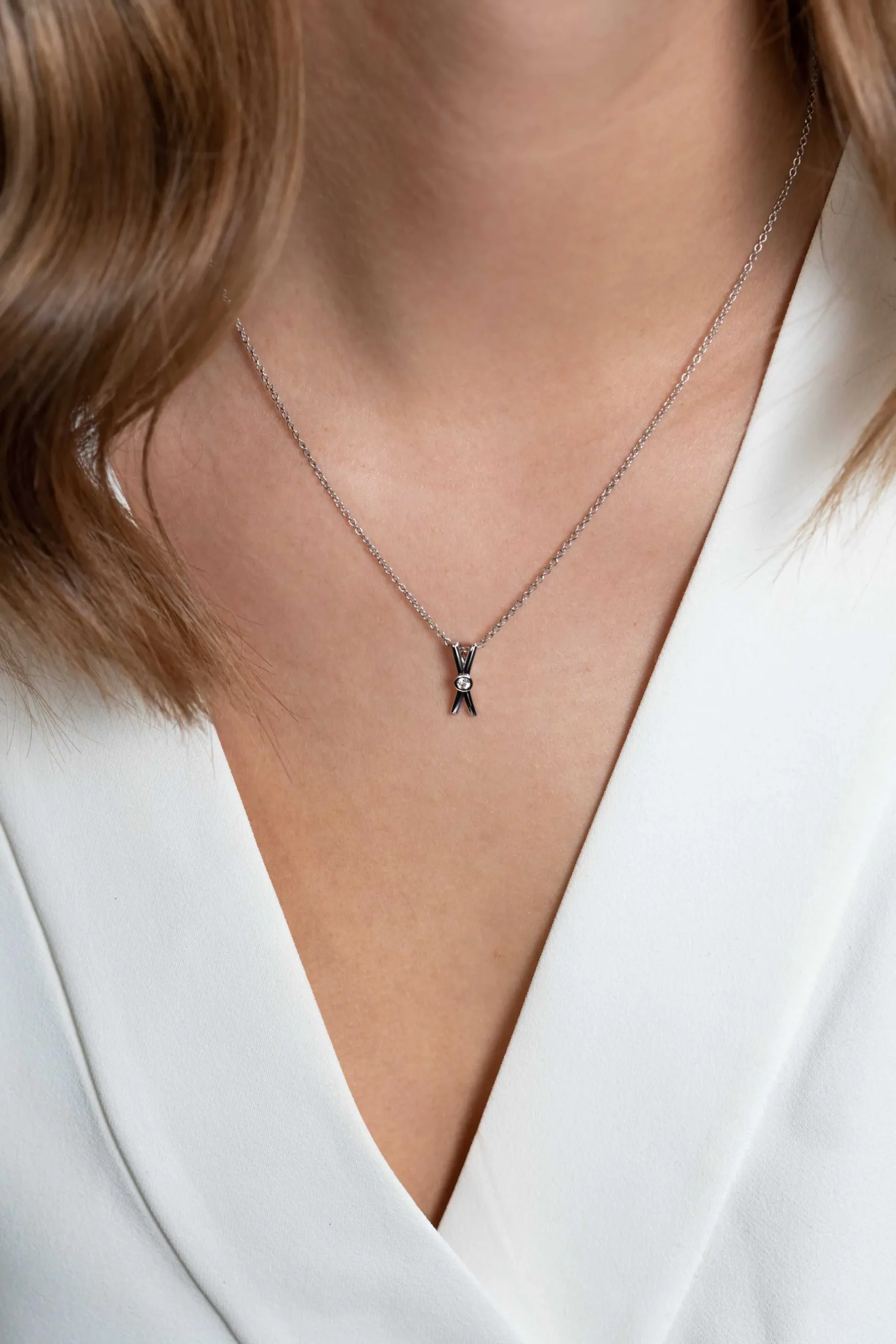 Best Zinzi zilveren hanger X-vorm witte zirconia ZIH2194 (zonder collier)