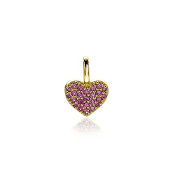 Sale Zinzi zilveren hart hanger 14K geel verguld 13 mm donkerroze ZIH2139R (zonder collier)