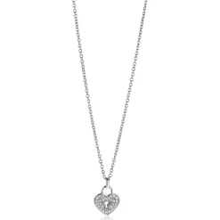 Zinzi zilveren hart hanger (15mm), met trendy sleutelgat en bezet met witte zirconia's ZIH2400 (zonder collier)