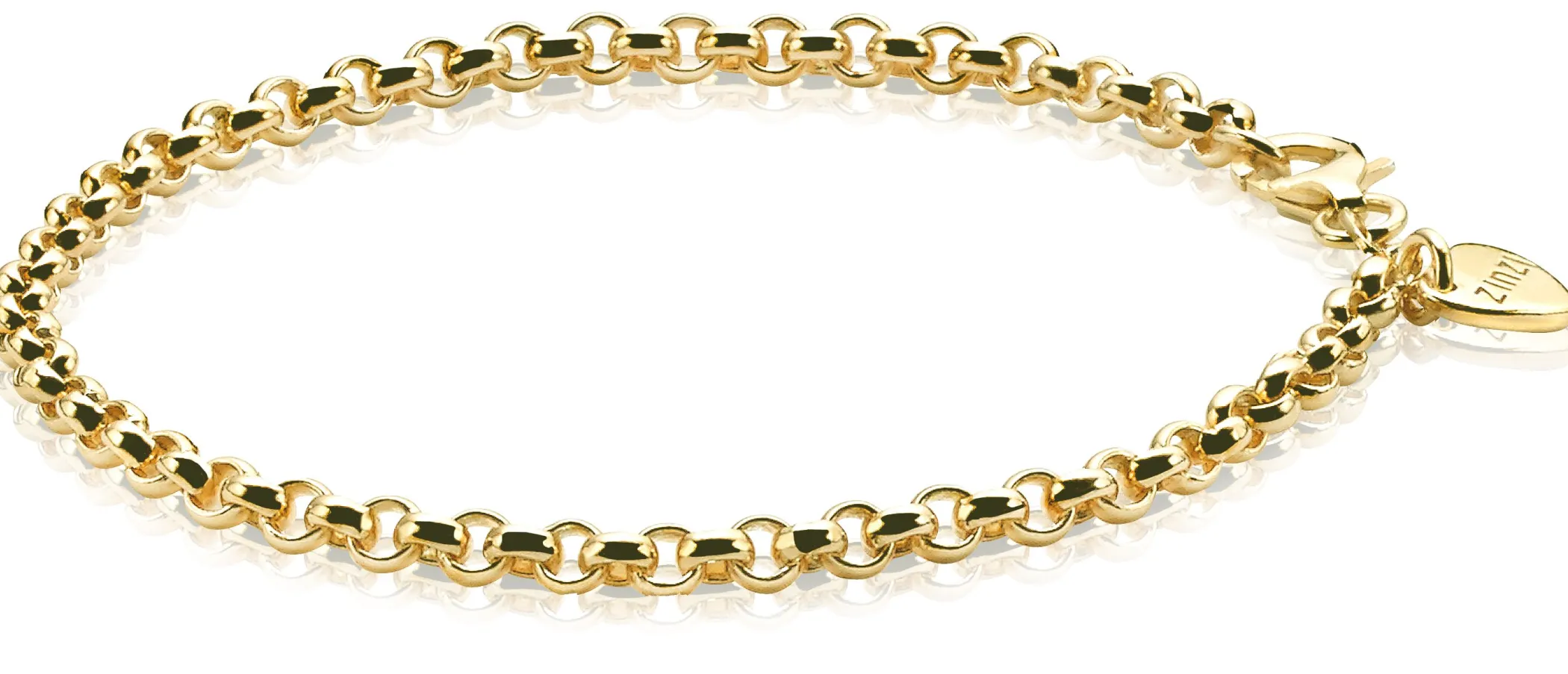 Sale Zinzi zilveren jasseron armband geel verguld 5mm breed 19cm ZIA1009G