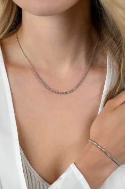 Clearance Zinzi zilveren jasseron ketting met bolletjes schakels (2,5mm breed) in het midden 40-45cm ZIC2640