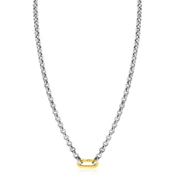 Discount Zinzi zilveren jasseron ketting 42cm met ovale sluitring ZIC2377