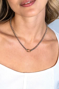 Discount Zinzi zilveren jasseron ketting 42cm met ovale sluitring ZIC2377