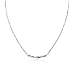 Best Zinzi zilveren jasseron schakelketting met luxe twist hanger met knoop en witte zirkonia's 42-45cm ZIC2680