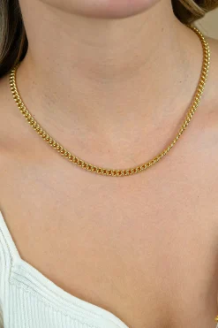 Clearance Zinzi zilveren 14K geelverguld gourmet collier 45cm en 4,5mm breed ZIC1414G