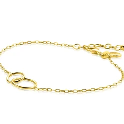Sale Zinzi zilveren 14K geelvergulde paperclip schakel armband met ronde vormen 17-20cm ZIA2275G