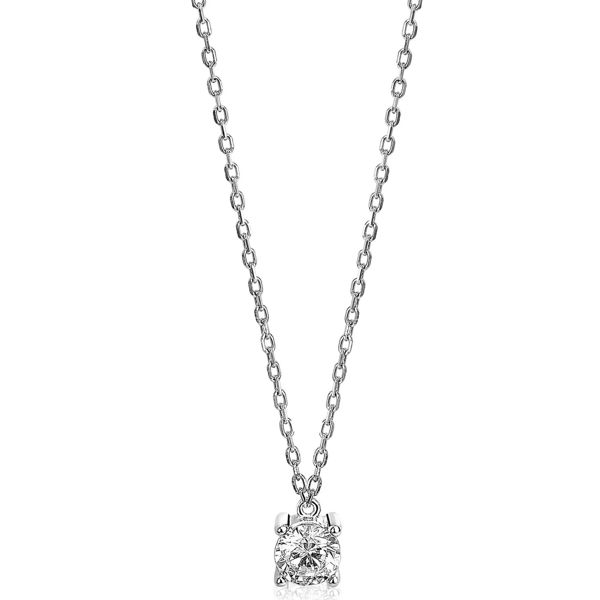 Clearance Zinzi zilveren ketting chatonzetting rond wit 40-45cm ZIC1750