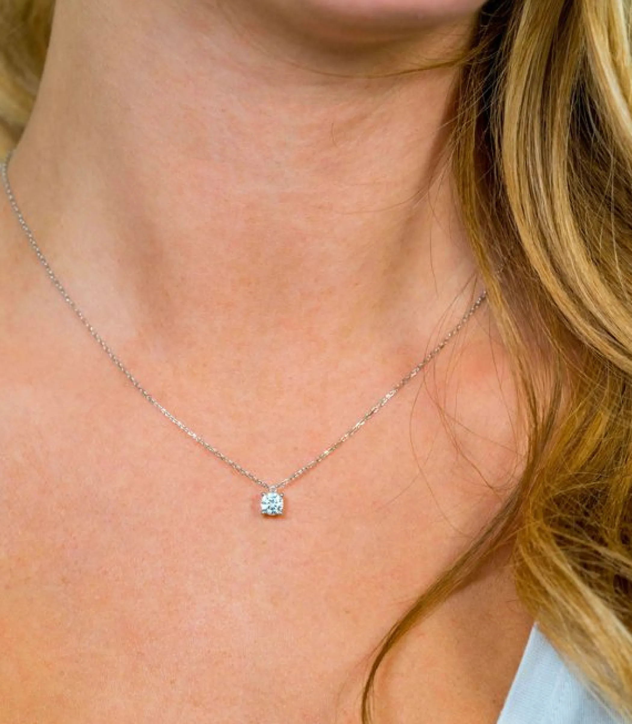 Clearance Zinzi zilveren ketting chatonzetting rond wit 40-45cm ZIC1750