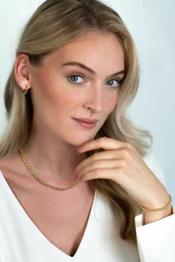 Online Zinzi zilveren ketting 45cm in14K geelverguld met ronde schakels 5mm breed ZIC2239G