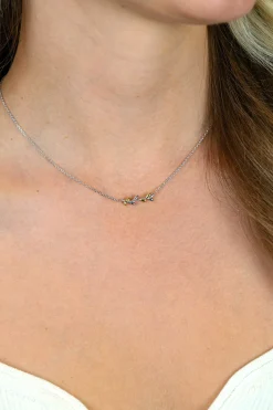 Discount Zinzi zilveren ketting 42–45cm met sierlijk bicolor takje met bladeren ZIC2740