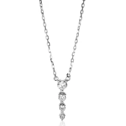 Hot Zinzi zilveren ketting 45cm met hanger vier ronde zirconia's 16mm ZIC2328