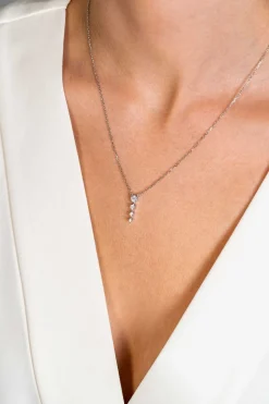 Hot Zinzi zilveren ketting 45cm met hanger vier ronde zirconia's 16mm ZIC2328