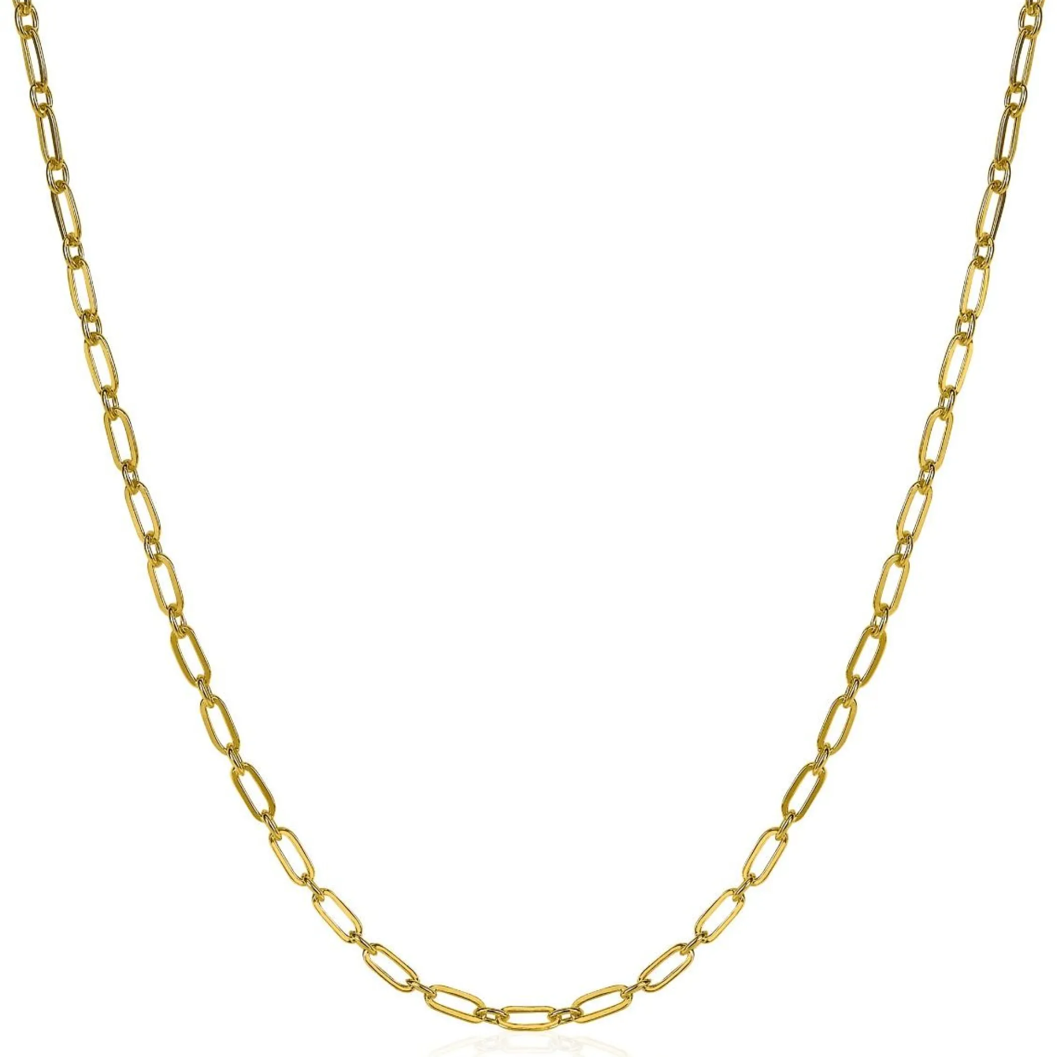 Hot Zinzi zilveren ketting 45cm geel verguld met 'paperclip' schakel 2,4mm breed ZIC2033G
