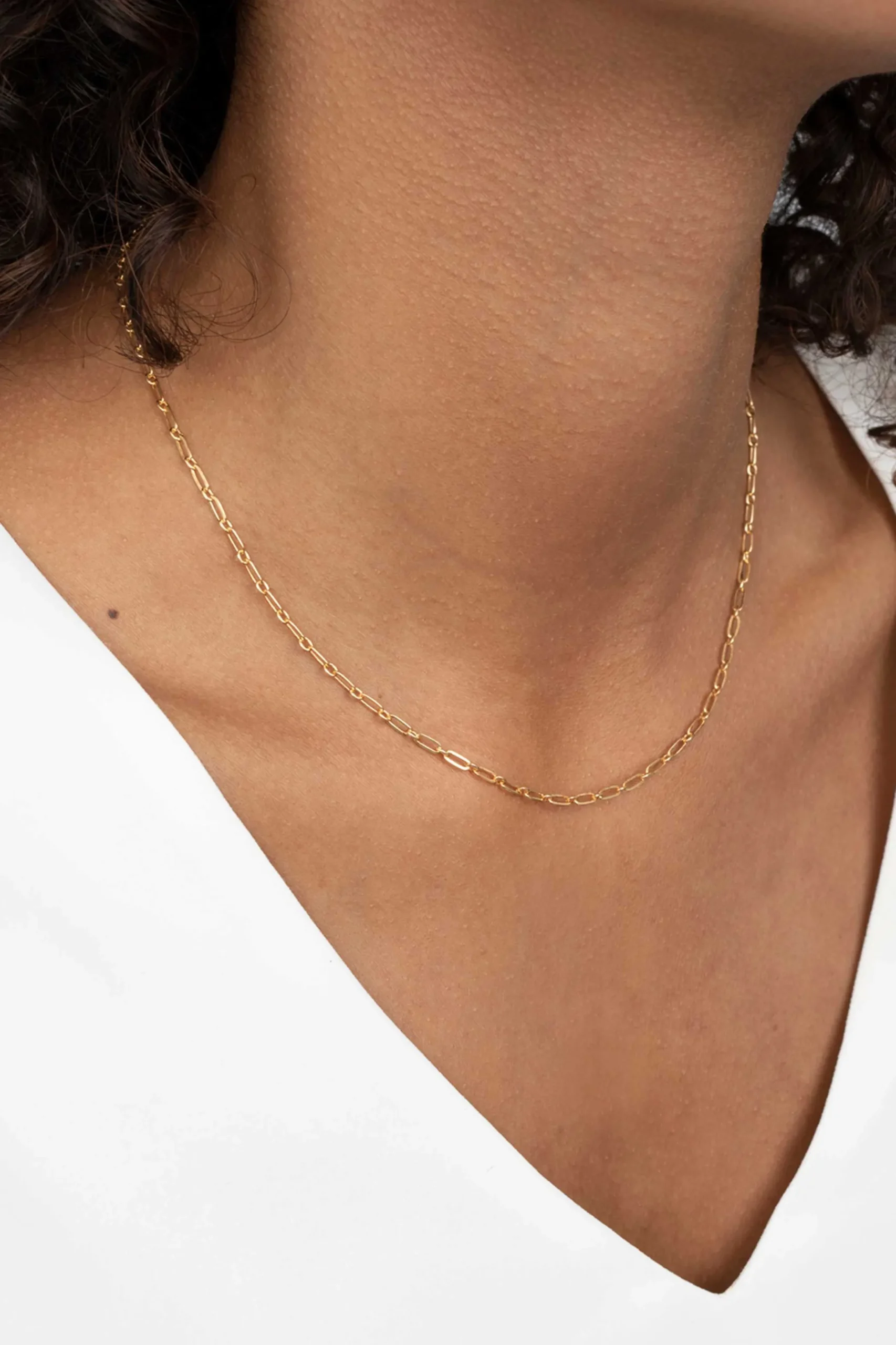 Hot Zinzi zilveren ketting 45cm geel verguld met 'paperclip' schakel 2,4mm breed ZIC2033G