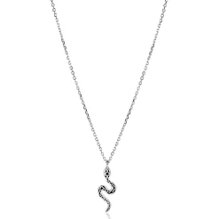 Hot Zinzi zilveren ketting 42–45cm met elegante slang-hanger (27mm), bezet met witte zirkonia's ZIC2721
