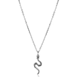 Hot Zinzi zilveren ketting 42–45cm met elegante slang-hanger (27mm), bezet met witte zirkonia's ZIC2721