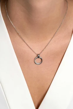 New Zinzi zilveren ketting 45cm met ronde hanger 22mm ZIC2266