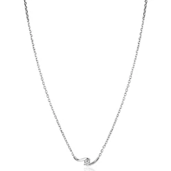 Hot Zinzi zilveren ketting 42-45cm met ronde zirkonia, sierlijk omklemd door twee golvende staafjes ZIC2766