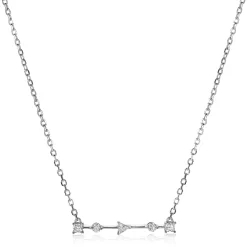 Clearance Zinzi zilveren ketting 45cm met staafje rond vierkant driehoek wit ZIC2043