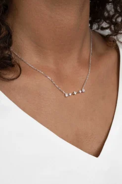 Clearance Zinzi zilveren ketting 45cm met staafje rond vierkant driehoek wit ZIC2043