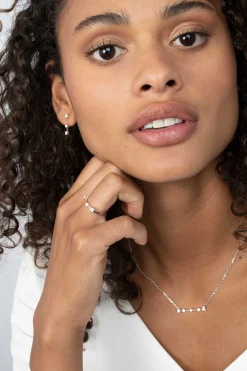Clearance Zinzi zilveren ketting 45cm met staafje rond vierkant driehoek wit ZIC2043