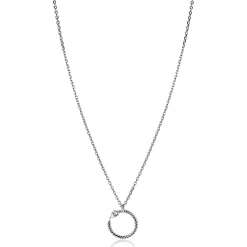 Hot Zinzi zilveren ketting 42–45cm met ronde slang-hanger (15mm), bezet met peervormige witte zirkonia ZIC2722