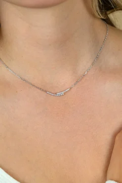 Outlet Zinzi zilveren ketting 42–45cm met staafjes bezet met witte zirkonia’s ZIC2729