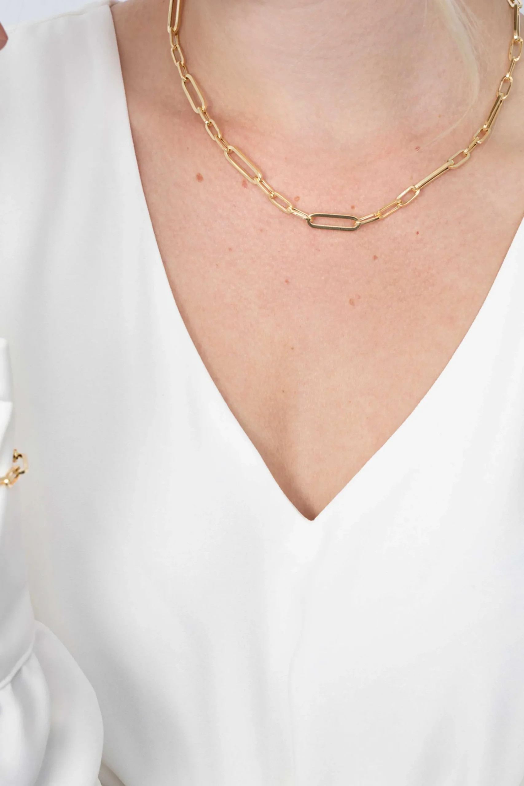 Discount Zinzi zilveren ketting 45cm in 14K geel verguld met ovale closed for ever schakels 6mm breed ZIC1990G