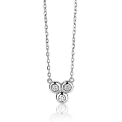 Hot Zinzi zilveren ketting 45cm met hanger rond wit ZIC1442