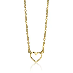 New Zinzi zilveren ketting geel verguld open hartje 40-43cm ZIC1420G