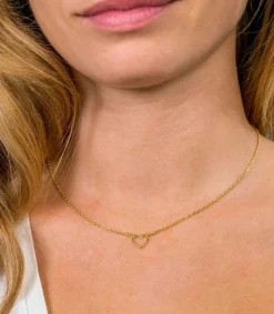 New Zinzi zilveren ketting geel verguld open hartje 40-43cm ZIC1420G