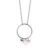 Discount Zinzi zilveren ketting hartje rond ster roze 45cm ZIC1878