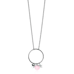 Discount Zinzi zilveren ketting hartje rond ster roze 45cm ZIC1878