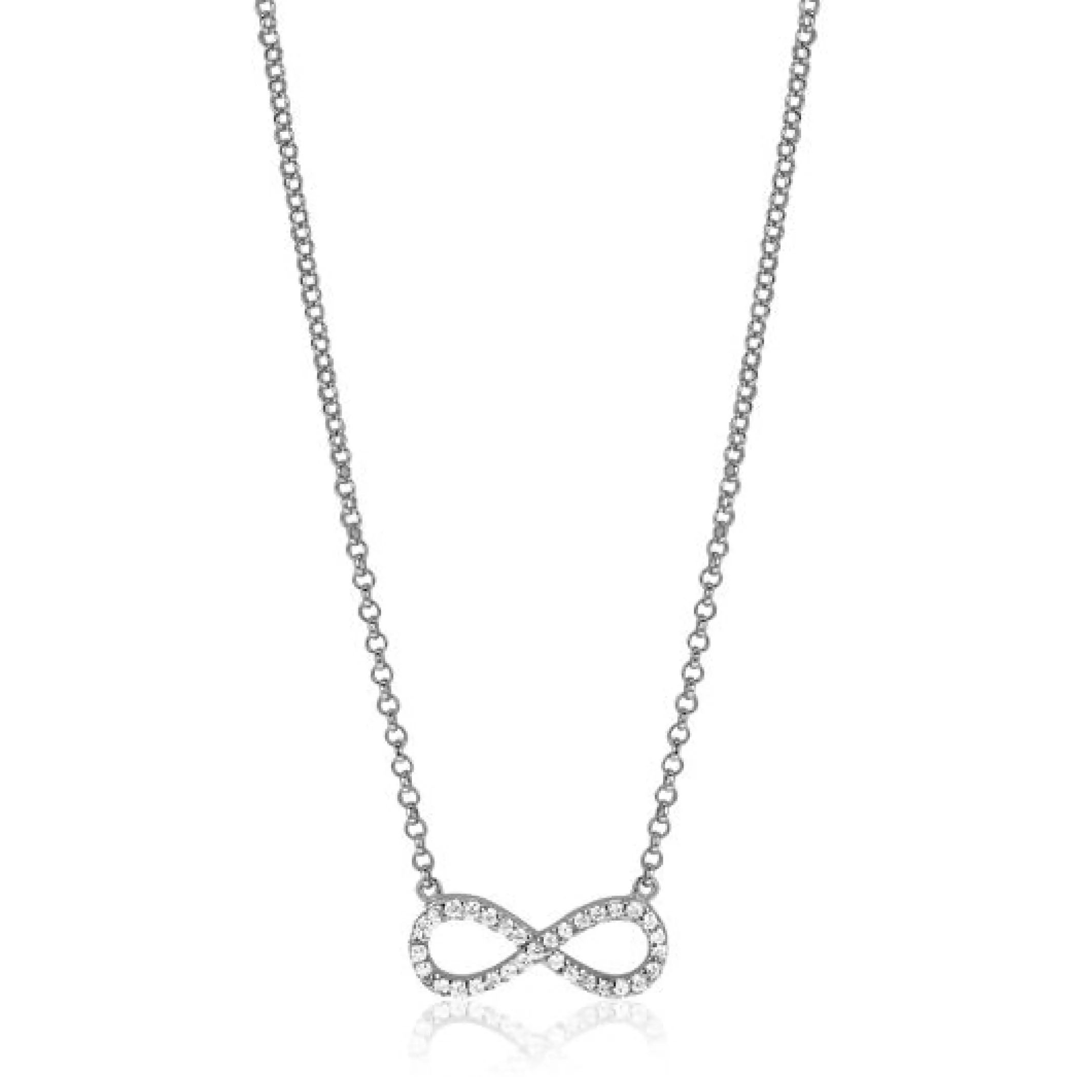 New Zinzi zilveren ketting Infinity wit 42-45cm ZIC1065