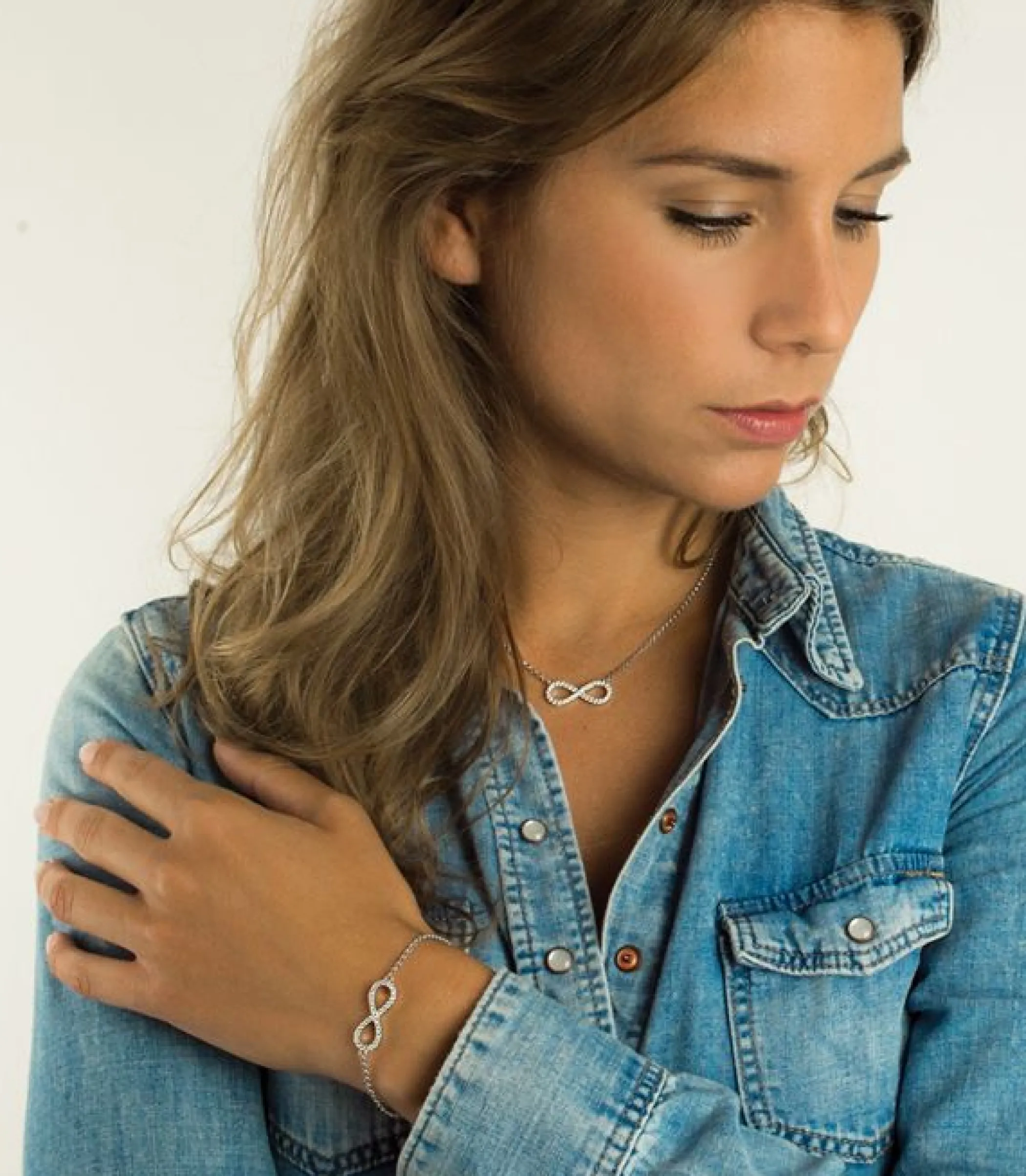 New Zinzi zilveren ketting Infinity wit 42-45cm ZIC1065