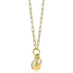 New Zinzi zilveren ketting 14K geel verguld 45cm rond ster ZIC1994G