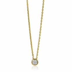 Outlet Zinzi zilveren ketting 14K geel verguld met hanger rond 40-43cm ZIC1393Y