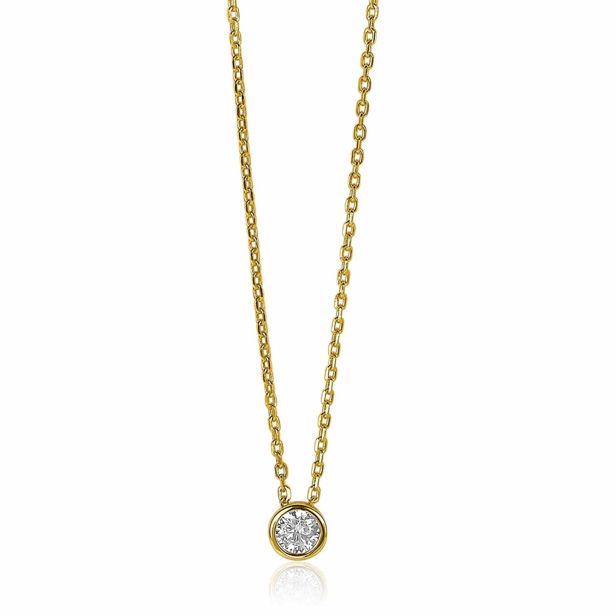 Outlet Zinzi zilveren ketting 14K geel verguld met hanger rond 40-43cm ZIC1393Y