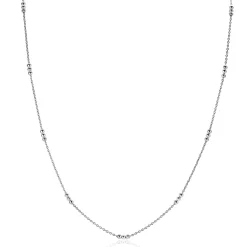 New Zinzi zilveren ketting met fijne jasseron schakel en dertien trio-bolletjes gelijkmatig verdeeld over de ketting 42-45cm ZIC2465