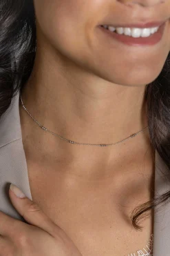 New Zinzi zilveren ketting met fijne jasseron schakel en dertien trio-bolletjes gelijkmatig verdeeld over de ketting 42-45cm ZIC2465