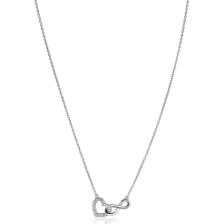 Sale Zinzi zilveren ketting met Infinity teken verbonden met een open hart, bezet met witte zirconia's 42-45cm ZIC2596