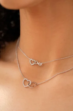 Sale Zinzi zilveren ketting met Infinity teken verbonden met een open hart, bezet met witte zirconia's 42-45cm ZIC2596